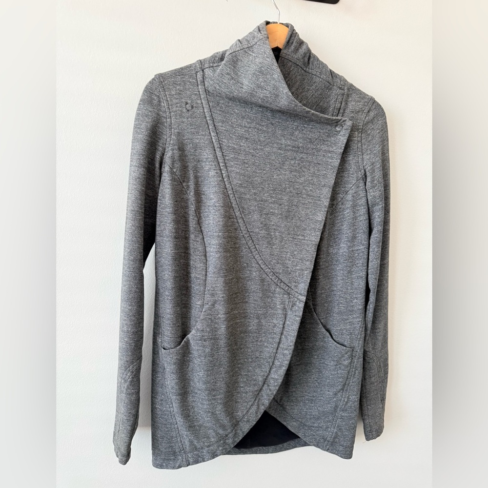 Lululemon That's A Wrap Sweater Jacket In Heather Snow Slub Coal - Picture 7 of 8